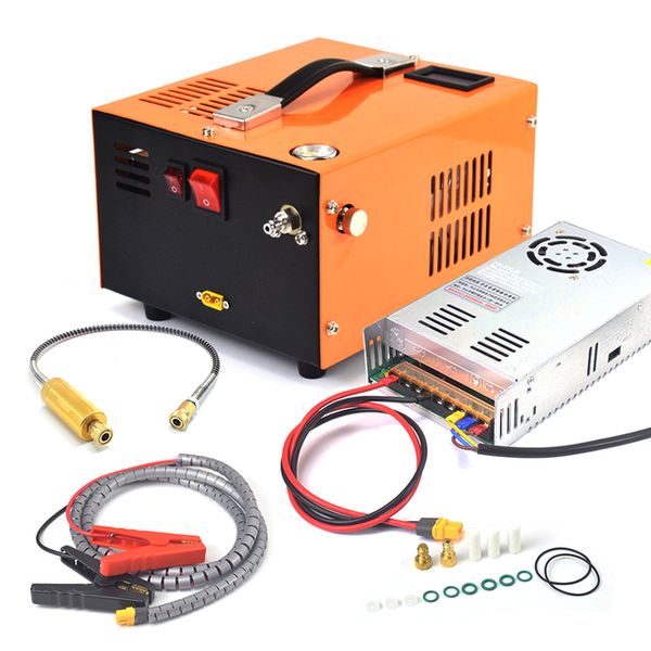 

12v 5000psi 400bar 40mpa pcp air automobile compressor mini pump with 220v transformer high pressure inflator car hunting