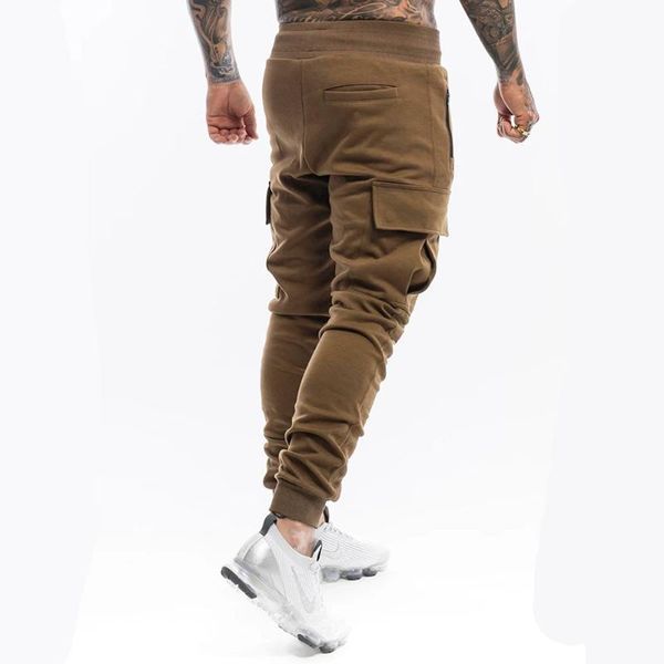 Herrenhosen Jogger Jogginghose Männer lässig Cargo Fiess Bottoms Skinny Sportswear Blackhose Männliche Multipocket-Baumwoll-TRA299Z XUFENG456