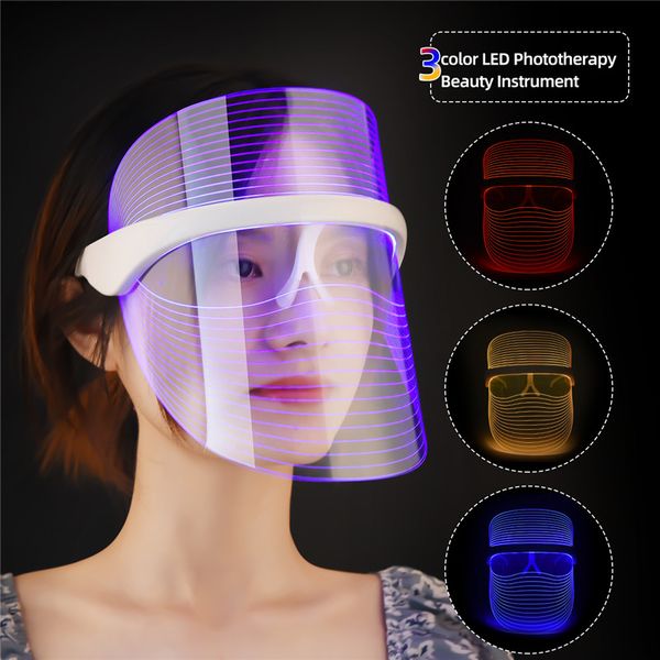 3 cores LED Facial Mask Foton Terapia Anti Acne Remoção Removal RejuvenationAnti Age Face Skin apertado Beatuy Spa