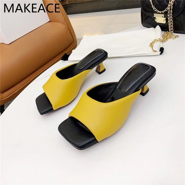 

75% off factory outlet sale sponge leather high s women square toe summer shoes ladies kitten comfort slippers woman low heel party sandals, Black