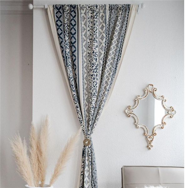 

curtain & drapes bohemian cottons linen printing window hanging countryside blackout drop scene screen home decoration cloth