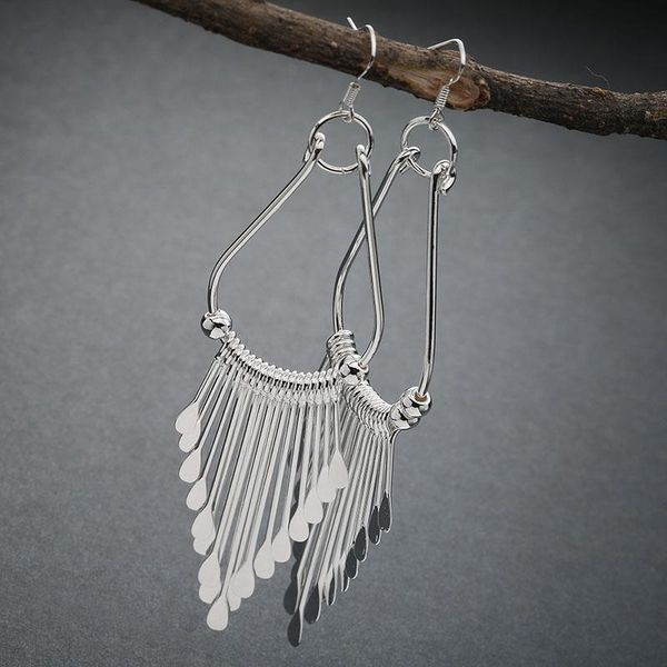

dangle & chandelier bohemia circle multi-iayer long tassel drop earrings for women fashion silver female wedding band gift