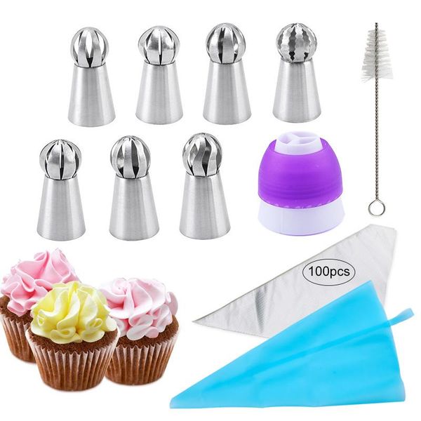 

baking & pastry tools stainless steel socket nozzles flower silicone bag cream cake cupcake decorating
