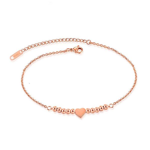 

2021 rose gold simple heart-shaped bead anklet gift jewelry, Red;blue