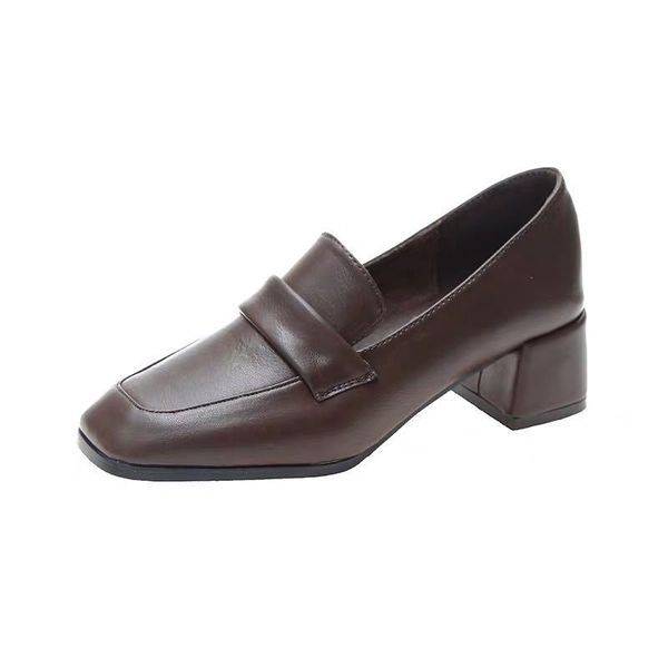 

dress shoes women's spring fashion square head net red single retro black high heels thick