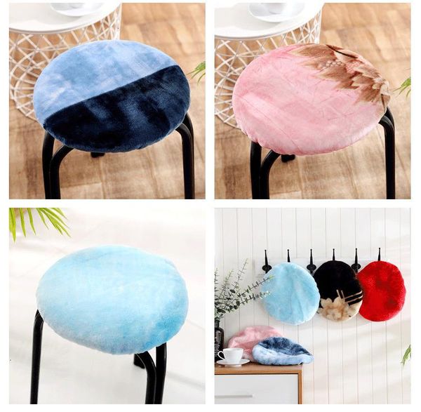

chair covers round seat cover winter thickened plush warm stool cushion coral pile