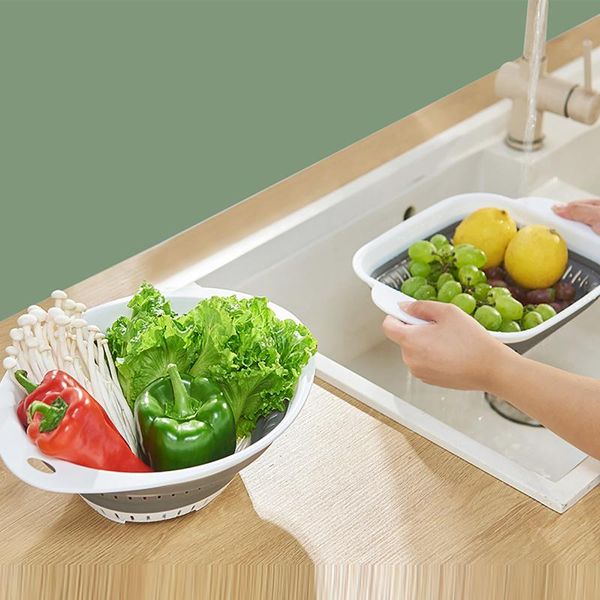 

kitchen collapsible colander strainer with plastic handles foldable storage basket kitchen vegetable fruit storage basket washed