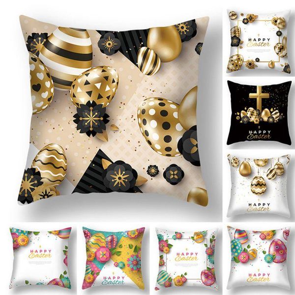 

pillow case easter eggs polyester peach skin cushion cover home decor casea1