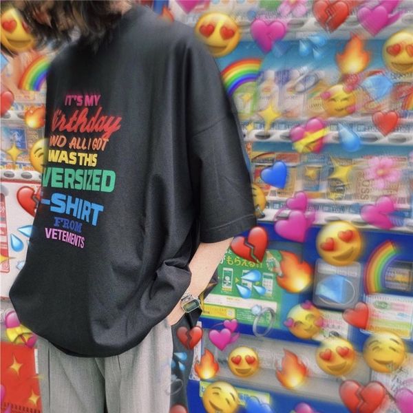 

2021 new oversize t-shirt men women it is my birthday gift colors print vetements t-shirts ujc7, White;black