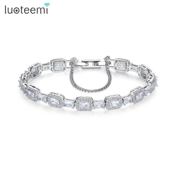 

allakalo trendy tennis bracelet square cubic zirconia fashion jewelry for women dating party christmas daily-life gifts pulseira, Black