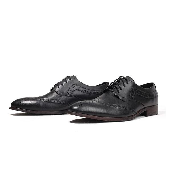 

dress shoes genuine leather brogue carver men handmade office business wedding lace up formal oxfords mens e21, Black
