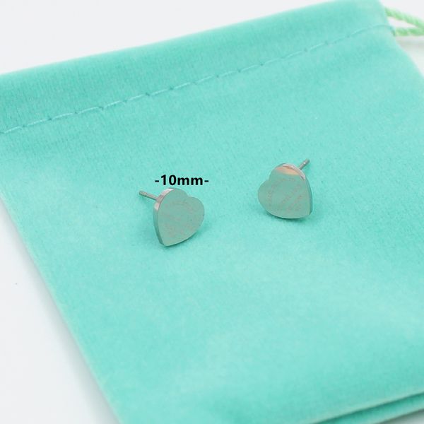 

new style stainless steel fashion 10mm t ear stud jewelry heart-shaped pendant earrings love earrings for women's party wedding gifts w, Golden;silver