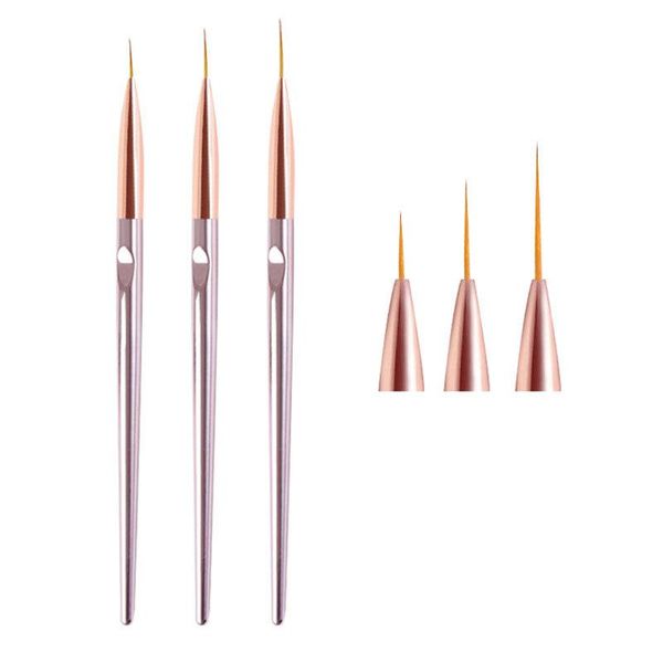 

nail brushes 3pc rose gold art lines painting pen brush professional acrylic nails salon supplies and tools, Yellow