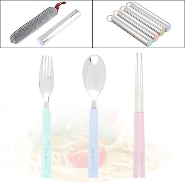 

dinnerware sets universal thickened tableware chopsticks fork spoon with storage box and felt cloth bag for kitchen dinnerw