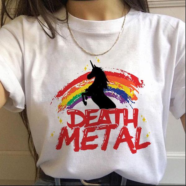 

new unicorn kawaii harajuku t shirts women cute all match ullzang cartoon t shirt 90s funny print tshirt graphic, White