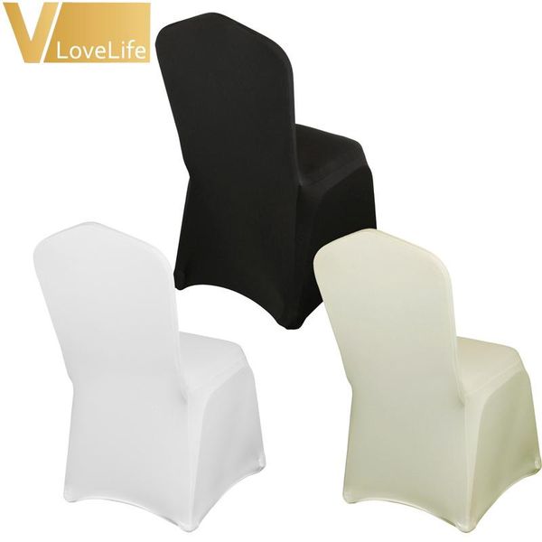 

chair covers 10pcs/lot black/ivory/white lycra cover for wedding party event banquet spandex decor home decoration supplies