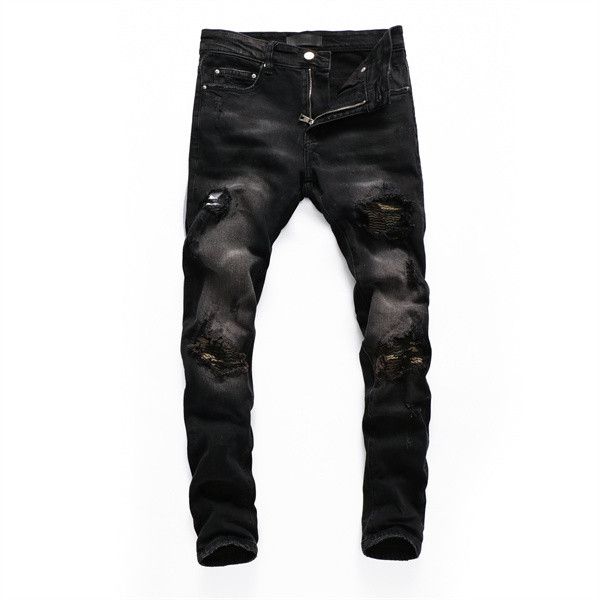 

patches detail biker fit jeans men slim motorcycle for mens vintage distressed denim jean pants @sa26, Blue