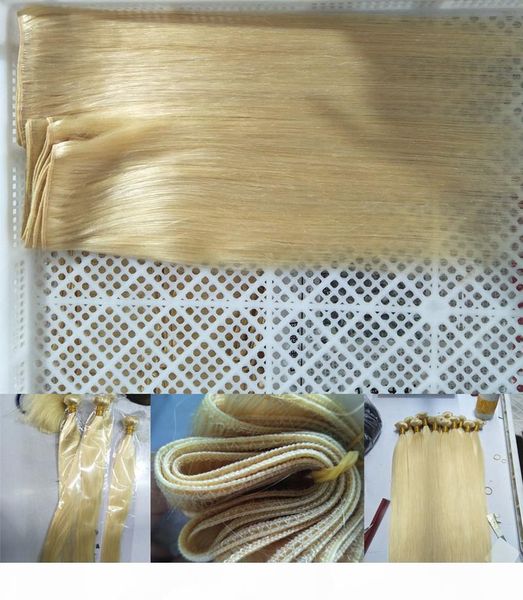 

virgin remy human hair extensions bleached blonde color #613 full head 100gr one piece & 3pcs lot, dhl, Black