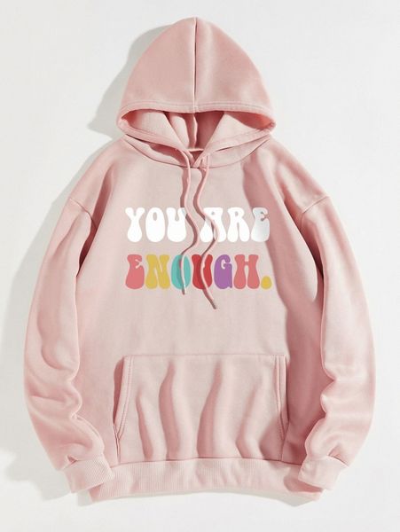 

slogan graphic drawstring thermal lined hoodie y2oh#, White;black