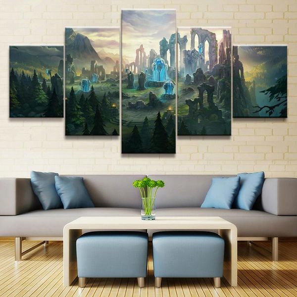 

wall art home decoration hd 5 pieces league of legends picture canvas print poster modular picture artwork frame for living room
