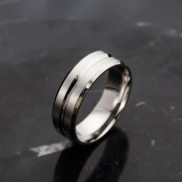 Anello opaco con scanalatura in acciaio inossidabile anelli semplici anelli di fascia da donna anelli da uomo gioielli di moda finita e sabbiosa