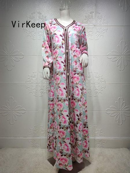 

ethnic clothing women floral printed maxi dress fashion full sleeve robe jalabiya ramadan kaftan gown arabic dubai islamic muslim abaya vkdr, Red