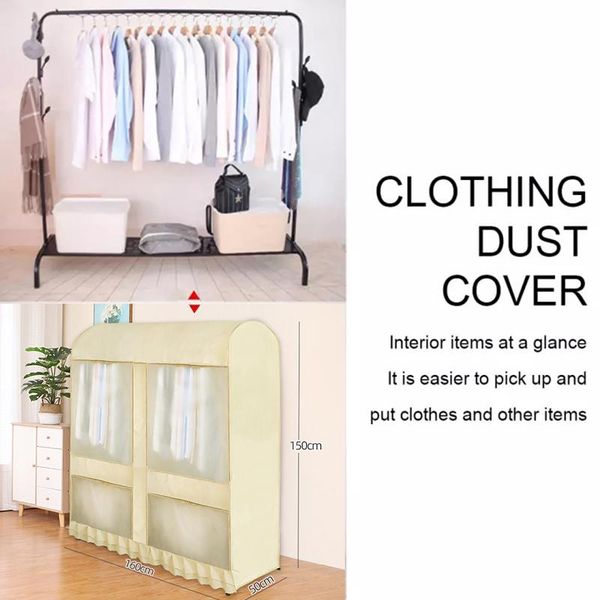 

clothing & wardrobe storage garment rack cover large capacity dustproof waterproof protector with zipper and visible window clh@8