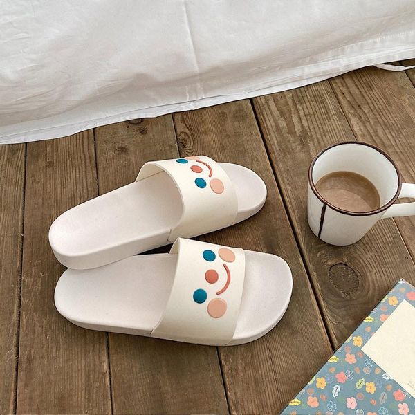 

summer slippers women cartoon smile home indoor floor shoes summer female casual beach slides candy color ladies shoe 2021, Black