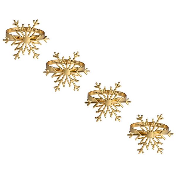 

napkin rings 4pcs exquisite christmas decorative snowflake clasps (golden)