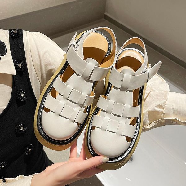 

sandals baotou ladies summer fashion all-match thick bottom increased roman, Black