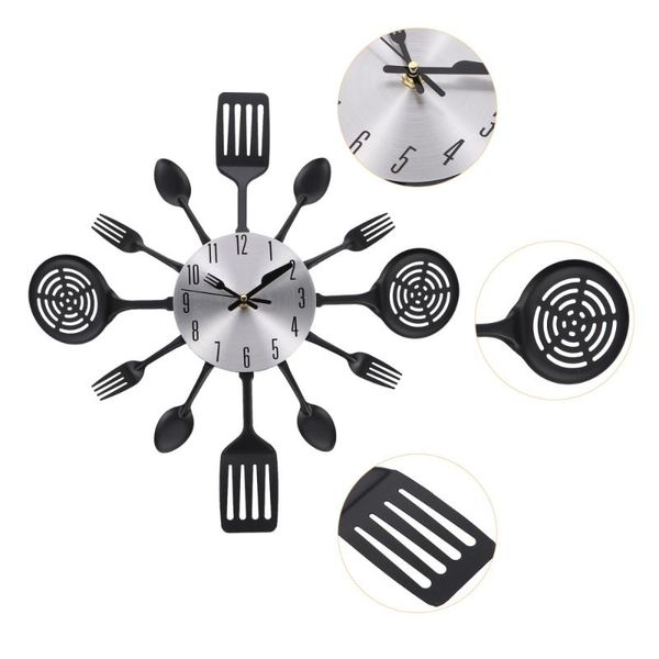 

1pc creative wall hanging clock kitchen cutlery wall clock with forks and spoons