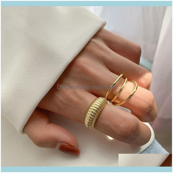 

cluster jewelry925 sterling sier geometric open ring for women men mutil-layer lines index rings party jewelry gifts wholesale s-r925 drop d, Golden;silver
