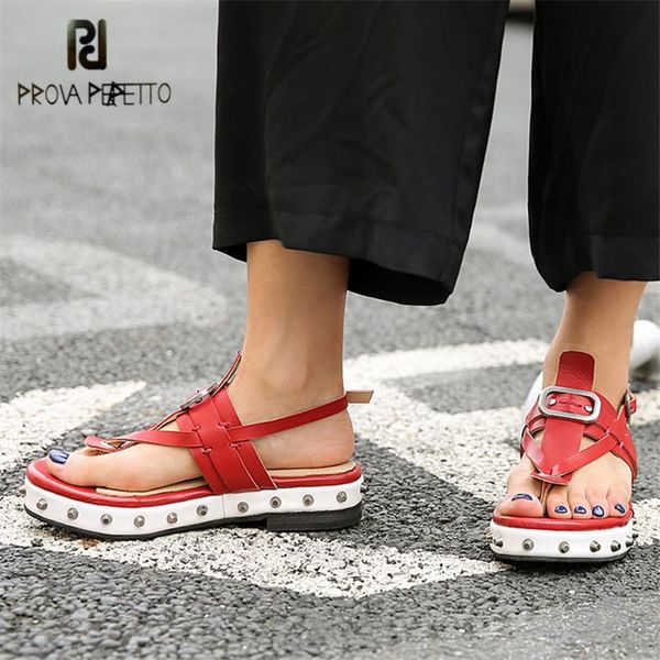 

dress shoes prova perfetto red women sandals summer flip flops rivets studded flat sandal casual beach woman platform creepers, Black