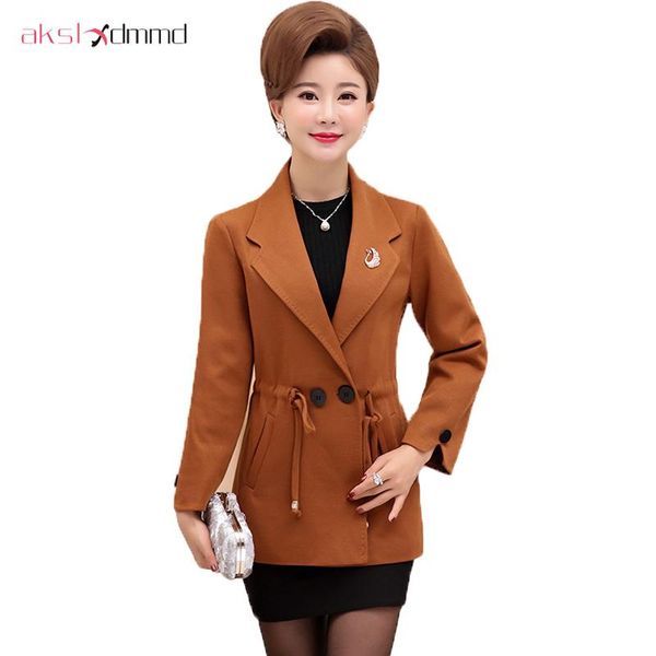 

women's trench coats moyan2021 spring autumn women coat plus size xl-5xl fashion mid-aged casual yr134, Tan;black