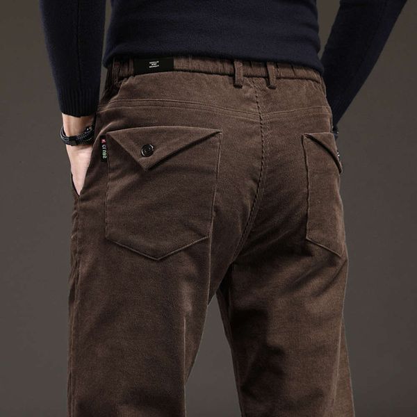

2021corduroy autumn and winter thick straight tube casual flannel work fashion loose men's pants, Black