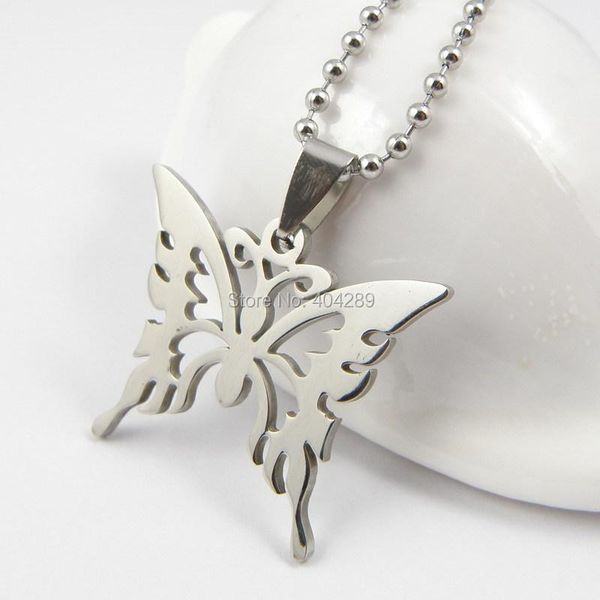

pendant necklaces 1 pcs chic women butterfly stainless steel necklcace girls party gift, Silver