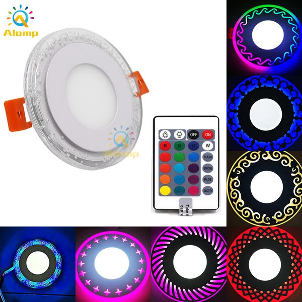 

multi shape rgb light panel round recessed 9w 18w 24w cold white panels lamp 16 colors dimmable decoration ceiling downlights
