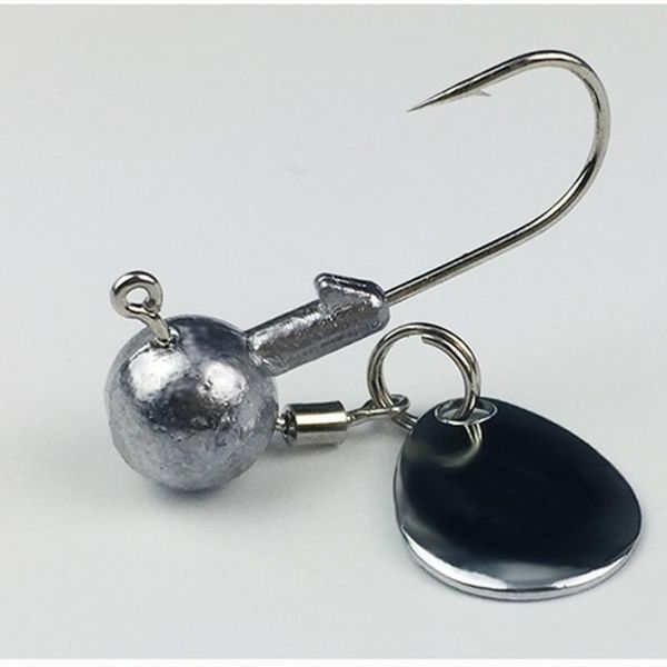 

fishing round shape ball jig head hook carbon steel with rotation ring spoons