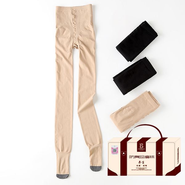 

spring and autumn 680d deodorant thin socks with belly closed, hip raised, high waist pantyhose and cotton anti slip bottom socks c0224, Black;white