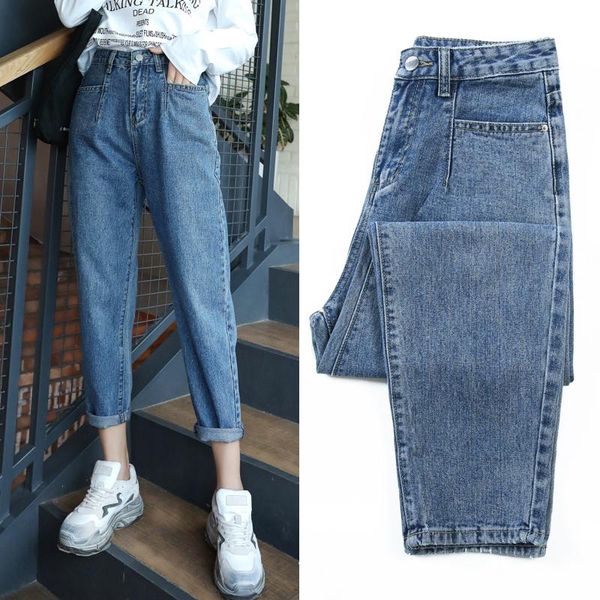 

wholesale woman mom jeans pants boyfriend jeans for women with high waist push up large size ladies denim plus size, Blue