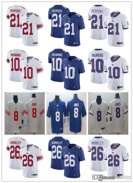 

mens womens youth new york giants 10 eli manning white 26 saquon barkley blue 21 jabrill peppers football jersey 8 daniel jones, Black;red