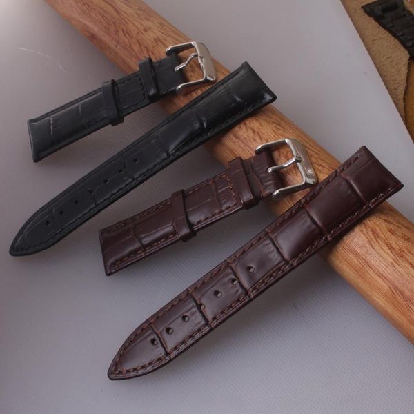 

watch bands band strap 14 16 18 19 20 21mm 22mm 24mm leather black brown alligator grain bracelet buckle clasp