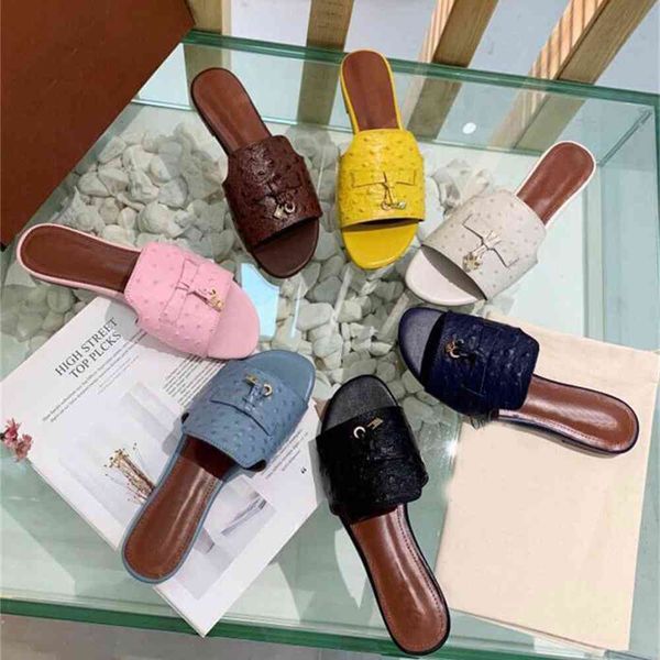 

70% off wholesale sandals flip-flops summer new one line open toe leather flat bottom simple metal women's shoes versatile comfortable, Black