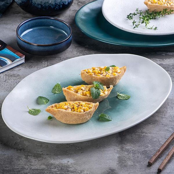 

dishes & plates irregular dishware household creative personality kiln changed ceramic shallow dish daily style oversized fish oval