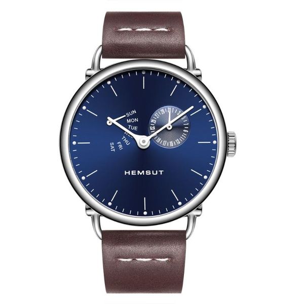 

wristwatches hemsut ultra-thin men watch blue relogio masculino mens 3atm water resistant quartz timepieces wrist original 's watches, Slivery;brown