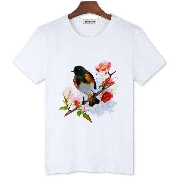 

men's t-shirts beautiful birds and flowers print tshirt mens brand casual summer hip hop shirts, White;black