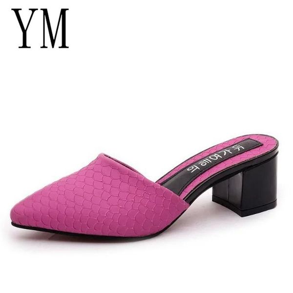 

dress shoes women pumps classic snakeskin patent leather high heels chunky sharp head paltform wedding plus 40, Black