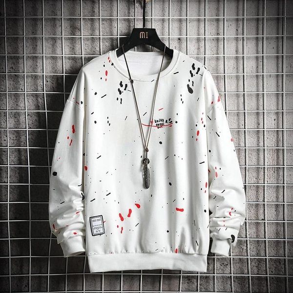 

men's hoodies & sweatshirts streetwear trend men casual solid splice pullover o-neck sportswear sweatshirt print male hoody tracksuit, Black