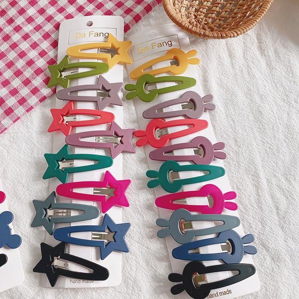 

hair accessories 10 pcs korea simple cute cartoon colorful hollow bb clip headwear fashion sweet girl children's hairpins kids, Slivery;white