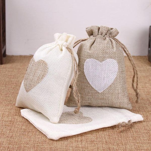

gift wrap 10pcs portable trendy heart printed storage bag cotton pocket bags drawstring burlap